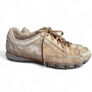 Skechers Relaxed Fit Bikers Curbed Suede Sneakers Womens 8.5 Brown Comfort